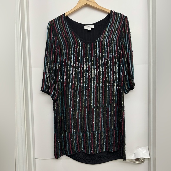 Anthro Velvet Graham & Spencer Black Sequin Tunic Dress NWOT - Picture 10 of 11